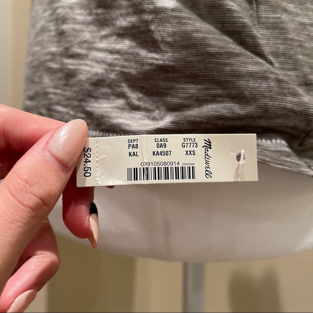 Madewell Gray/Olive Whisper Cotton Ringer Tee - Picture 5 of 13